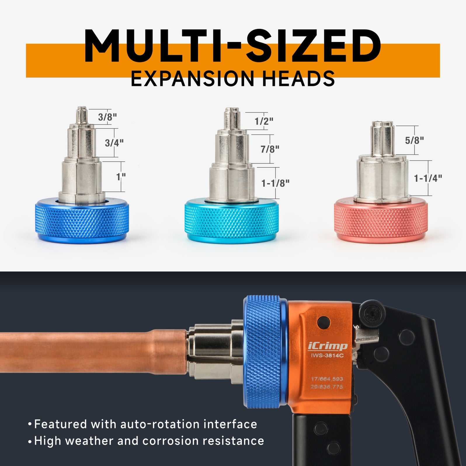 IWS-3814C Copper Tube Swaging Tool Expander Tool Kit for 3/8” to 1-1/4 ...