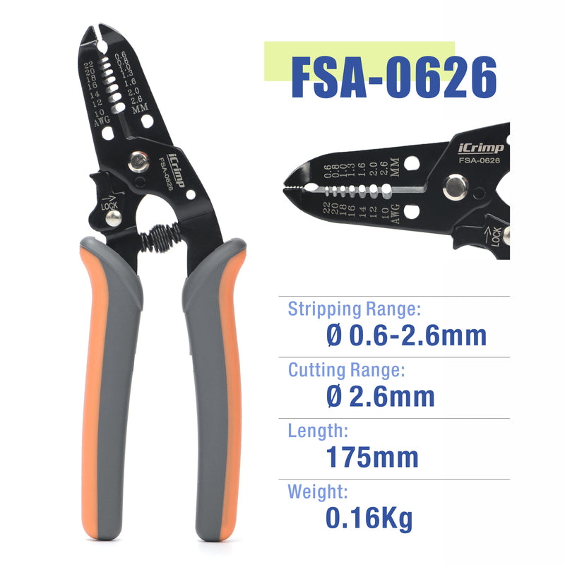 FSA-0626/FSA-0626B Wire Stripper for 0.5-6mm2 Cable Stripper & Wire Cutters iCrimp