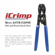 CRP650 Vertical&Parallel PEX SS Clamp Cinch Tool for 3/8” to 1” PEX Pipe Tools iCrimp