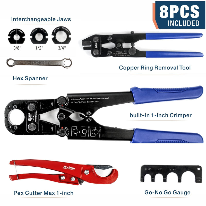 IWS-FA F1807 All-in-one Copper Ring Crimping Tool Kit PEX Pipe Tools iCrimp
