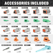 KIT-125 DT Connector Kit 125pcs include 2 3 4 6 8 Housings and Pin & Socket Sealed Terminals, for 20-14 Gauge Wire Terminal Kits IWISS