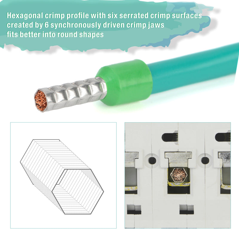 HSC8 16-6 Hexagonal Type Ratchet Crimping Tools for 0.5-16.0mm2 End Sleeves Hand Crimping Pliers iCrimp