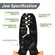 IWS-1424A Non Insulated Open Barrel Terminal Crimp Tool - Wire Crimper for Molex, Delphi, AMP/Tyco, Harley, PC/Computer, Automotive 24-14 AWG Hand Crimping Pliers iCrimp