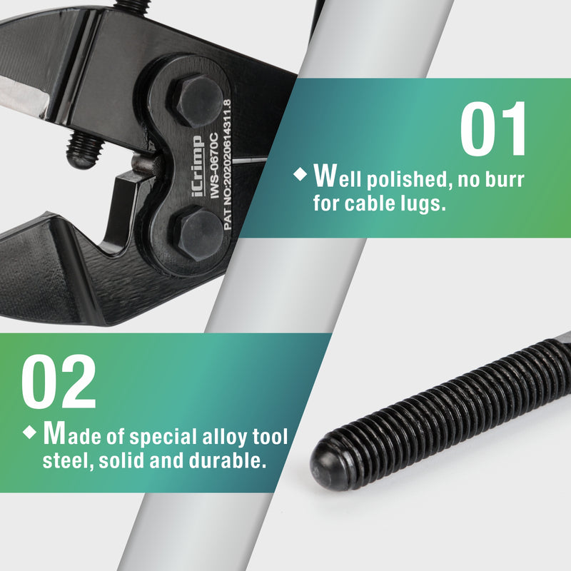 IWS-0670C Punch Type Battery Lug Crimping Tool For 6-70 mm2(AWG10-2/0) Hand Crimping Pliers iCrimp