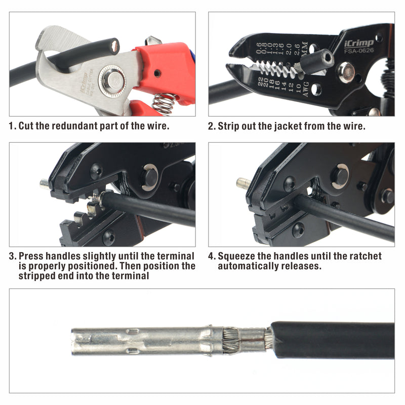IWS-2546B Solar PV Cable Crimping Tool Kit for IWS4 solar connectors with Stripper& Cable Cutter Hand Crimping Pliers iCrimp
