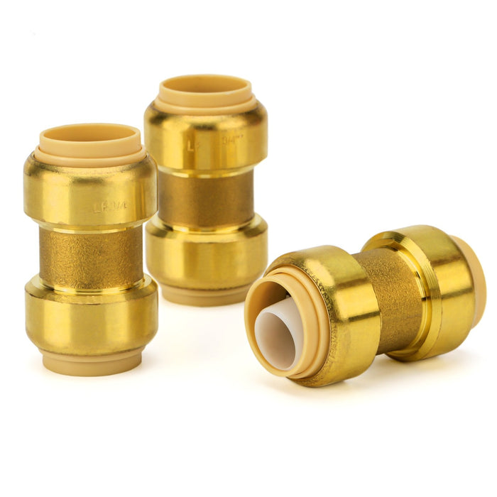 3/4 in. Push-to-Connect Plumbing Fittings, PushFit Straight Coupling, 90-Degree Elbow Brass Fittings- 5pcs