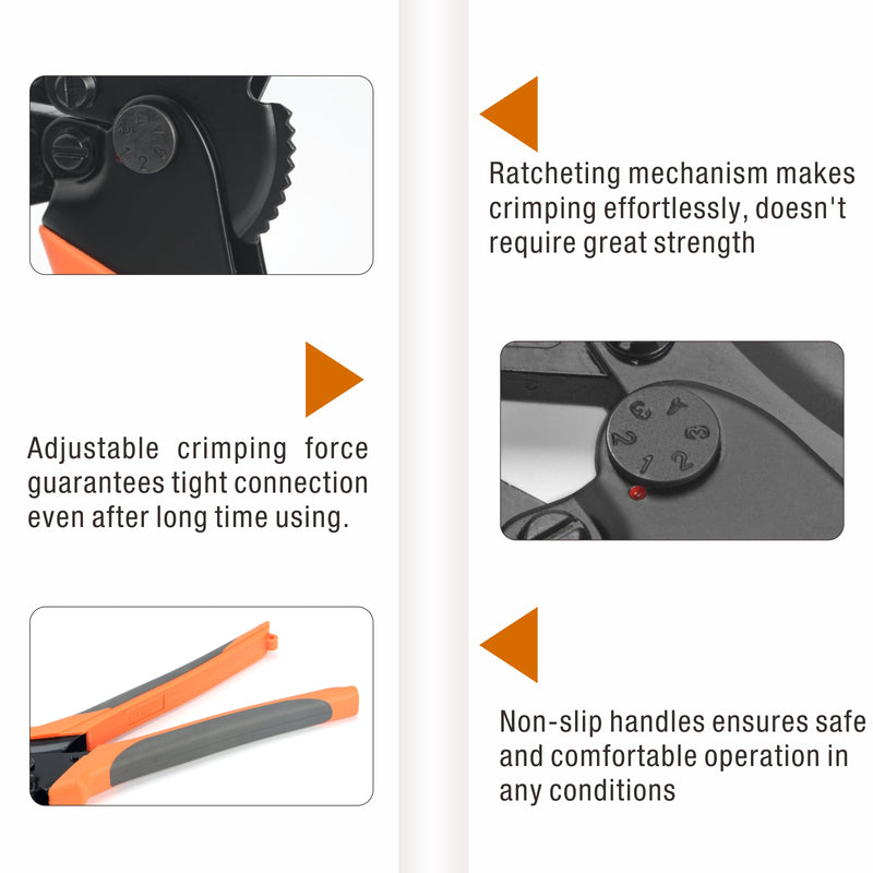 IWS-16 Non Insulated Terminal Crimper, AWG 22-6 Ratchet Wire Crimper Tool for Battery Cable Terminal, Copper Butt Connector, Splice Wire Connectors Hand Crimping Pliers iCrimp