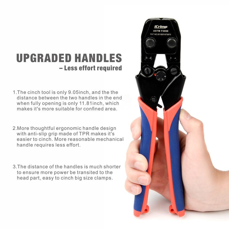 CRP961 Mini PEX Pipe Quick Cinch Tool Set for 3/8 to 1-inch SS Clamp PEX Pipe Tools iCrimp