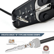 IWC-1424AB Open Barrel Terminal& Weather Pack Terminal Crimper for AWG 24-14 with Built-in Wire Stripper&Cutter Hand Crimping Pliers iCrimp