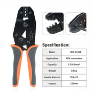 IWS-2546B Solar PV Cable Crimping Tool Kit for IWS4 solar connectors with Stripper& Cable Cutter Hand Crimping Pliers iCrimp