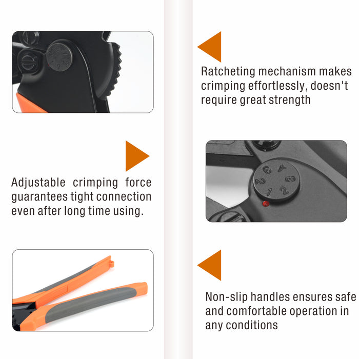 IWS-8 Ratchet Crimping Tool for Non-Insulated Terminals from AWG 16-8