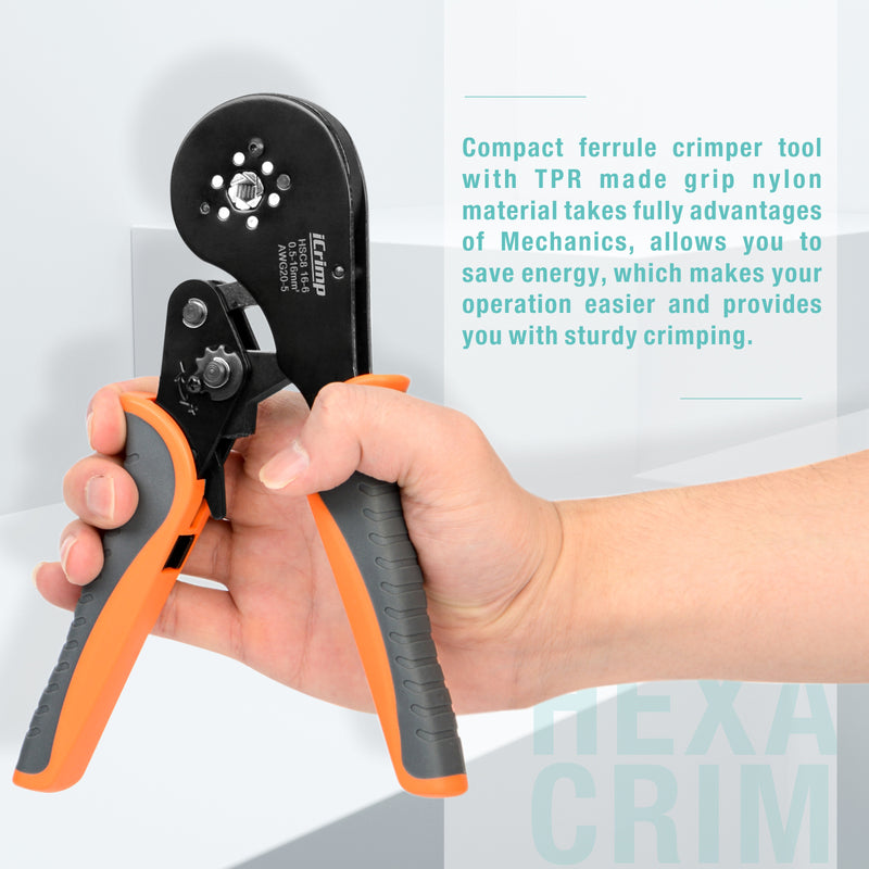 HSC8 16-6 Hexagonal Type Ratchet Crimping Tools for 0.5-16.0mm2 End Sleeves Hand Crimping Pliers iCrimp