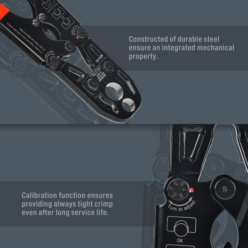 IWS-1234PS 1/2" & 3/4" Combo Pex Pipe Copper Ring plumbing Tool with Gauge PEX Pipe Tools iCrimp