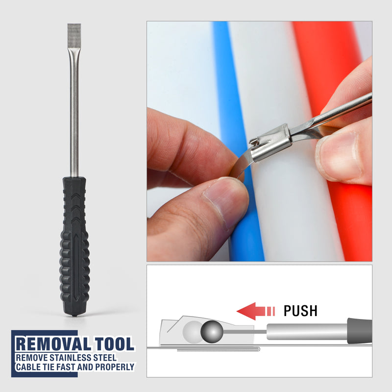 WCT322 Stainless Steel Cable Tie Gun Wrap Tool Metal Zip Tie Tightener Tensioning & Cutting Functional Cable Tie Gun c/w Free Zip Tie Release Tool Cable Tie Guns iCrimp