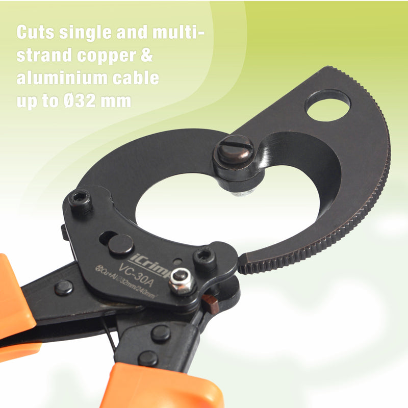VC-30A Copper&Aluminum Cable Cutter Up To 240mm²/dia 32mm Wire Stripper & Cable Cutter iCrimp