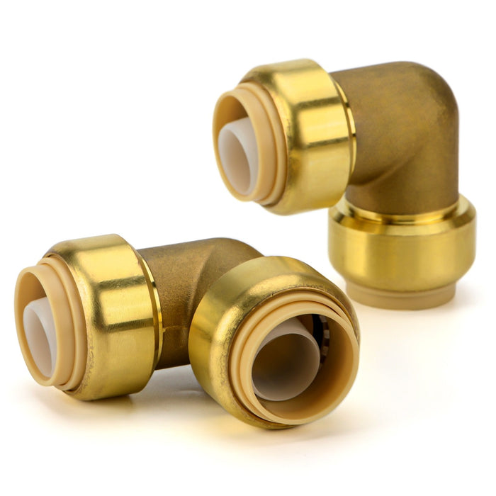 3/4 in. Push-to-Connect Plumbing Fittings, PushFit Elbow, Brass Fittings 3pcs