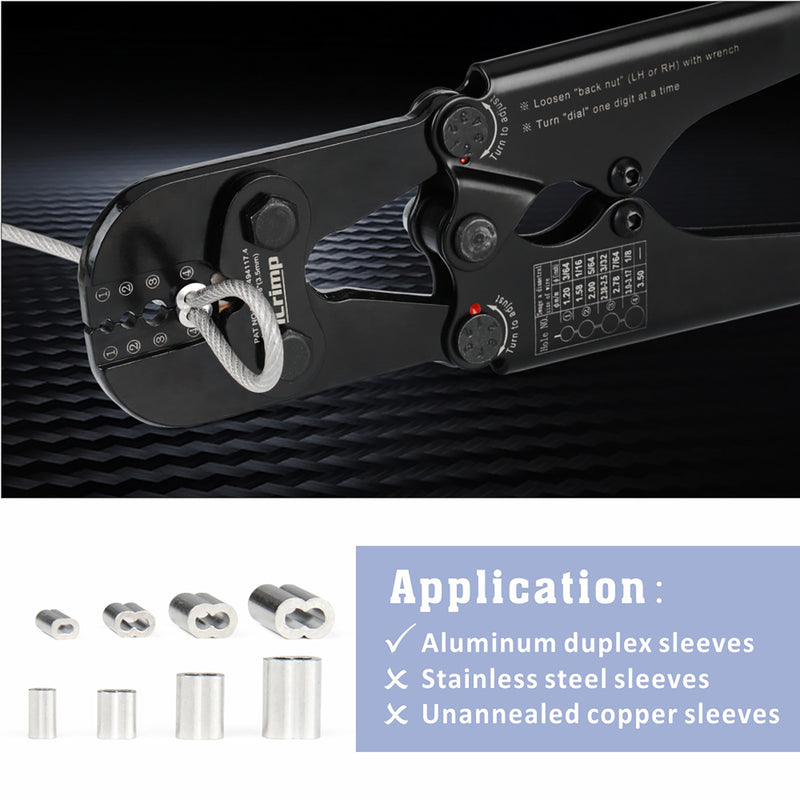 IWS-1608MC Wire Rope Crimping Tool/Cutter for 3/64-1/8-inch Wire Rope Swaging Tools iCrimp