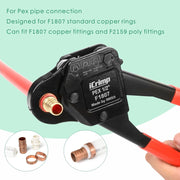 CL 1/2" ASTM F1807 PEX Pipe Crimping Tool, for 1/2-inch Copper Pex Crimps Rings, with Go/No-Go Gauge, Angled Head PEX Pipe Tools iCrimp