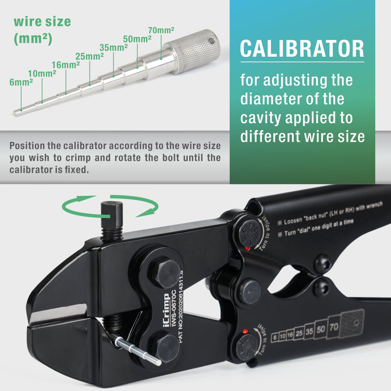 IWS-0670C Punch Type Battery Lug Crimping Tool For 6-70 mm2(AWG10-2/0) Hand Crimping Pliers iCrimp