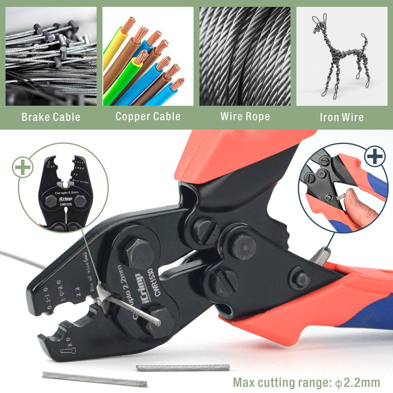 CWR1530 Bicycle Cable and Housing Crimper Wire Rope Swaging Tools iCrimp