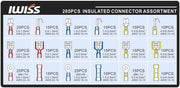 285pcs Insulated Butt, Spades, Rings Connectors from AWG22-10 Wire Terminal Kits IWISS