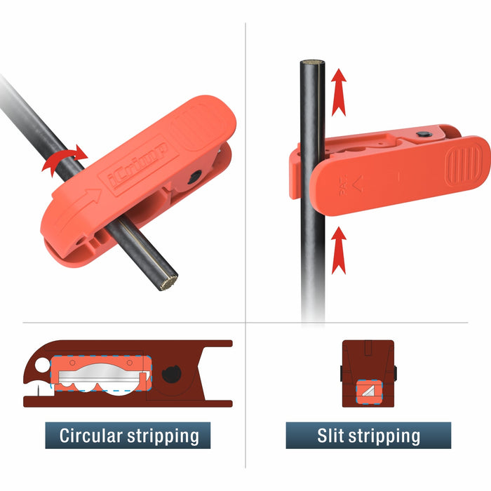 ICP-240 Cable Stripper for AWG 12 to 4/0 Round Cables, Radial Wire Stripper with 2 Extra Blades
