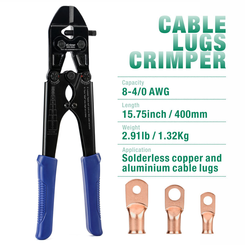 IWS-0840 Punch Type Battery Lug Crimping Tool For AWG8-4/0 Hand Crimping Pliers iCrimp