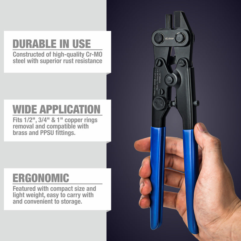 IWS-1210C PEX Crimp Ring Removal Tool for 1/2", 3/4" and 1" ASTM F1807 Copper Crimp Rings PEX Pipe Tools iCrimp