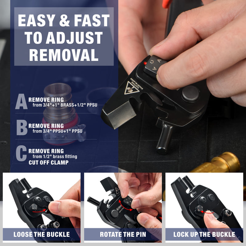 ICP-CT02 PEX Removal Tool for 1/2-in, 3/4-in, 1-in PEX Copper Crimp Rings & Stainless Steel Clamps PEX Pipe Tools iCrimp