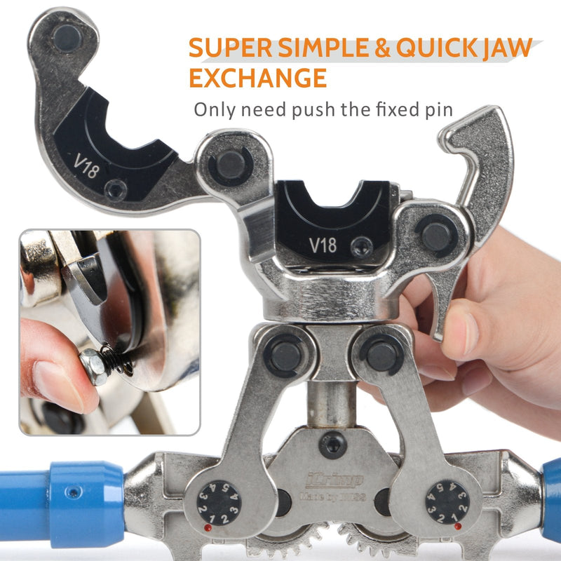 IWS-1632AF Europe Copper Pipe Press Tool with 15, 18, 22, 28mm V type Jaws Copper Pipe Tools iCrimp