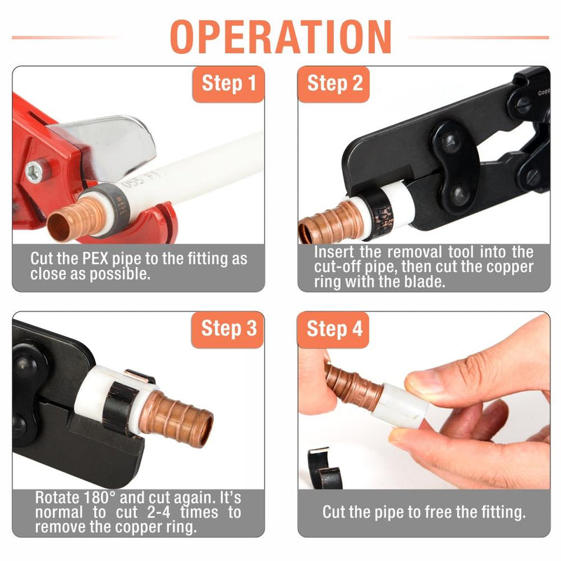 IWS-1010R F1807 PEX Copper Ring Removal Tool for 1/2-Inch, 3/4-Inch, 1-Inch PEX Pipe Tools iCrimp