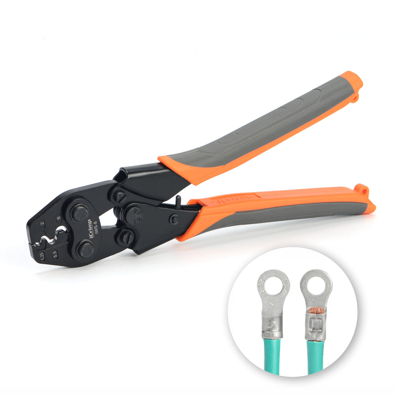 IWS-8 Ratchet Crimping Tool for Non-Insulated Terminals from AWG 16-8 Hand Crimping Pliers iCrimp