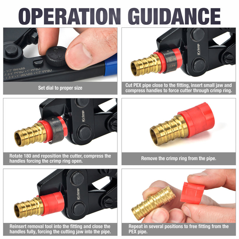 IWS-1210C PEX Crimp Ring Removal Tool for 1/2", 3/4" and 1" ASTM F1807 Copper Crimp Rings PEX Pipe Tools iCrimp