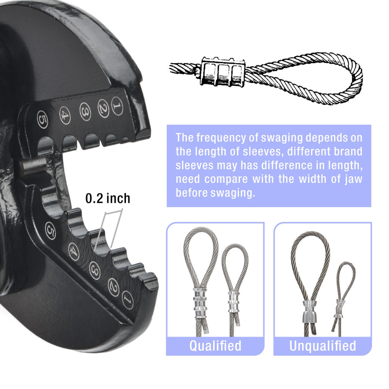 IWS-1608B Wire Rope Crimping Tool for 1/16"to 3/16" Wire Rope Swaging Tools iCrimp