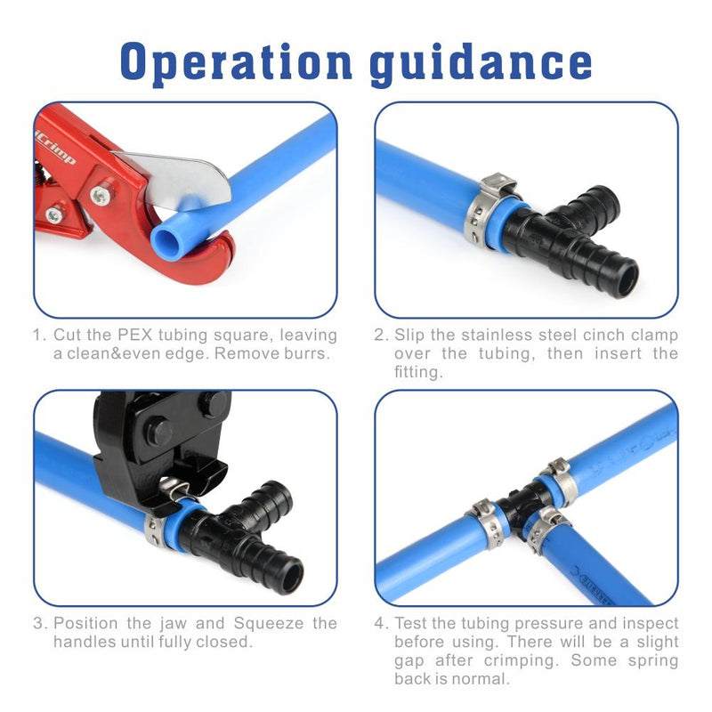 CRP650 Vertical&Parallel PEX SS Clamp Cinch Tool for 3/8” to 1” PEX Pipe Tools iCrimp