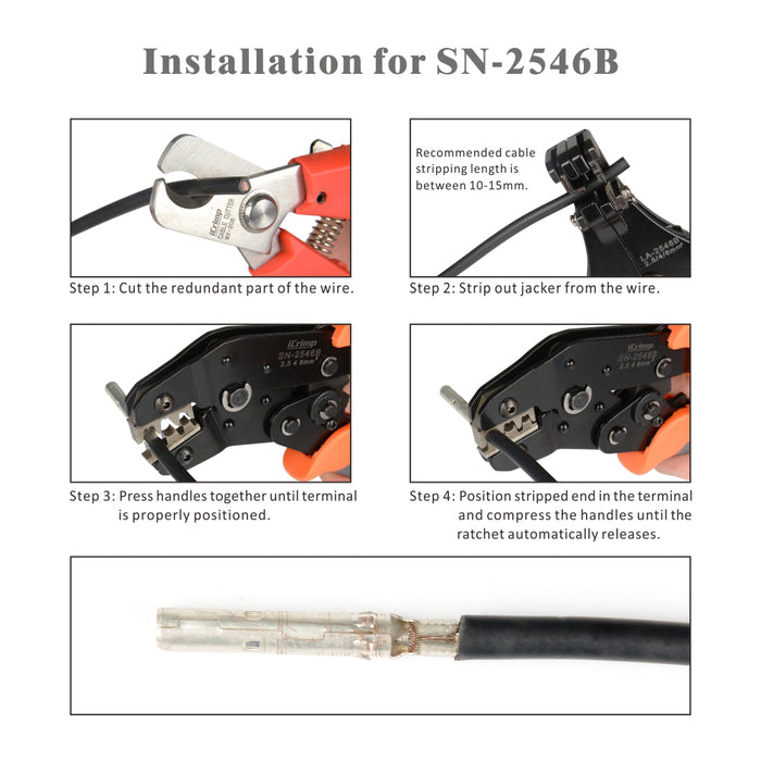 SN-2546B Ratchet Crimper for IWS4 solar Connectors 2.5/4/6mm ²