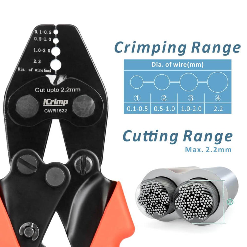 CWR1522 Wire Rope Crimping Tool for 0.1~2.2mm Wire Rope Swaging Tools iCrimp