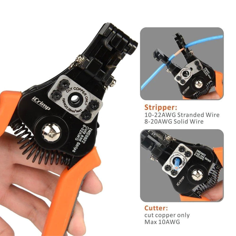 IWS-0822 Wire Stripper/Cutter Tools for AWG 22-8 Wire Stripper & Cable Cutter iCrimp