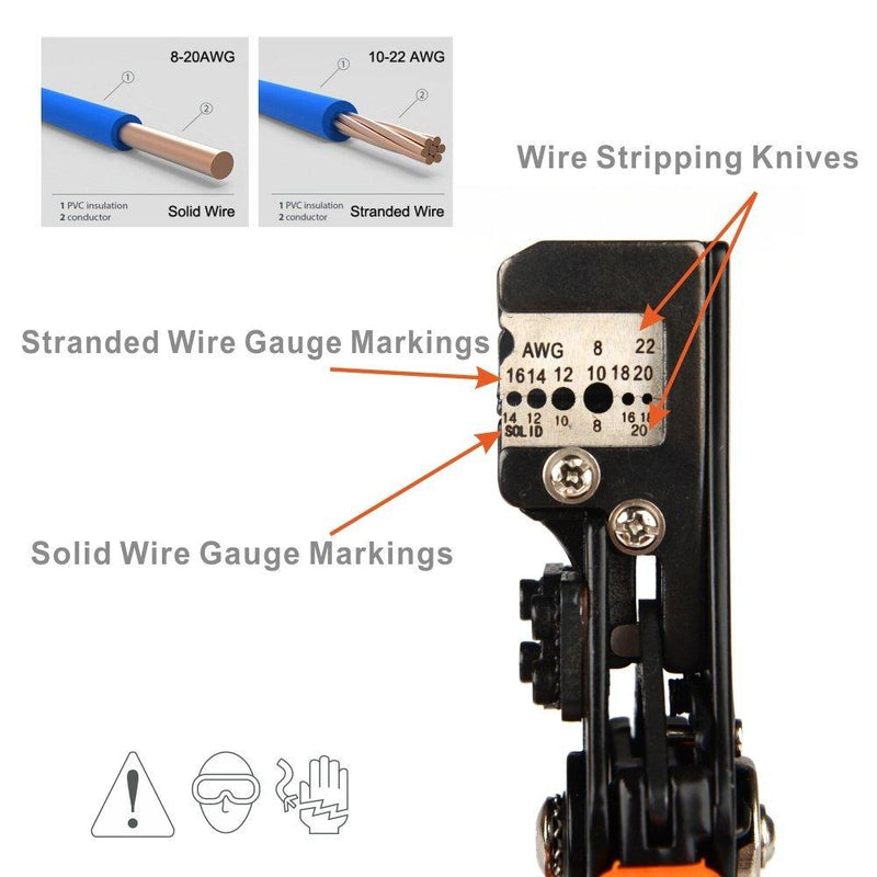 IWS-0822 Wire Stripper/Cutter Tools for AWG 22-8 Wire Stripper & Cable Cutter iCrimp