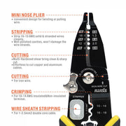 IWS-084 Long Nose Wire Stripping Crimping Tool with Cutting Function for AWG18-14 Wire Stripper & Cable Cutter iCrimp