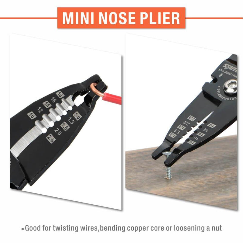 IWS-084 Long Nose Wire Stripping Crimping Tool with Cutting Function for AWG18-14 Wire Stripper & Cable Cutter iCrimp