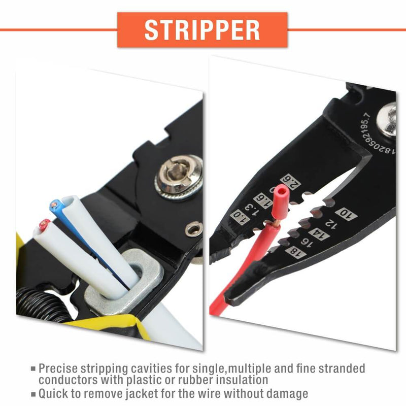 IWS-084 Long Nose Wire Stripping Crimping Tool with Cutting Function for AWG18-14 Wire Stripper & Cable Cutter iCrimp