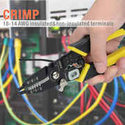 IWS-084 Long Nose Wire Stripping Crimping Tool with Cutting Function for AWG18-14 Wire Stripper & Cable Cutter iCrimp