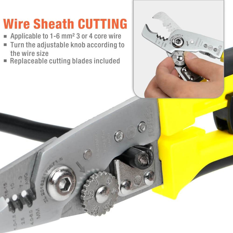 IWS-085 One-handed Wire Stripping and Cutting Multi-Tool, Strips AWG18-3 Wires Wire Stripper & Cable Cutter iCrimp