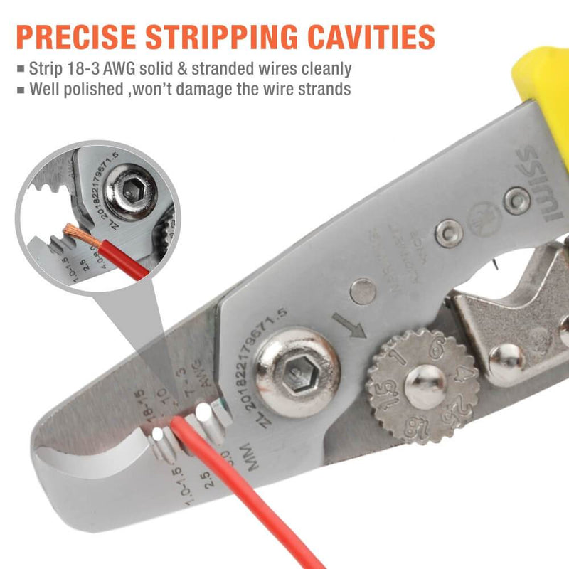 IWS-085 One-handed Wire Stripping and Cutting Multi-Tool, Strips AWG18-3 Wires Wire Stripper & Cable Cutter iCrimp