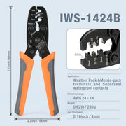 IWS-1424B Weather Pack Terminal Crimper for 0.35-2.0mm² AWG24-14 Hand Crimping Pliers iCrimp