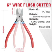 PL2100/PL2200 Diagonal Flush Cutter, Side Cutting Pliers, Electronics Pliers with Pointed Nose for Reeled Terminals, Soft Wires, Electronics, Zip Tes Cable Stripper & Wire Cutters iCrimp