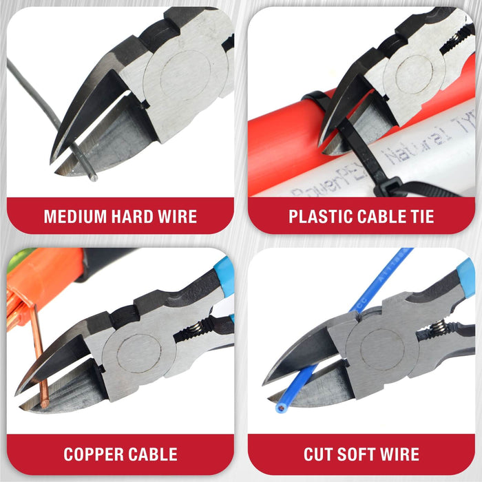 PL-2200 Wire Flush Cutter, Precision Side Cutting Plier for Cutting Electronics, Wires, Soft Copper, Zip Ties-6 inch