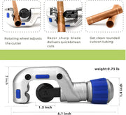 CT-532 Copper Tubing Cutter, 3/16-inch to 1-1/4-inch Tube Cutter, for Stainless Steel, CSST Tubing Cutter with 2 Pack Replacement Blades Pipe Cutters iCrimp