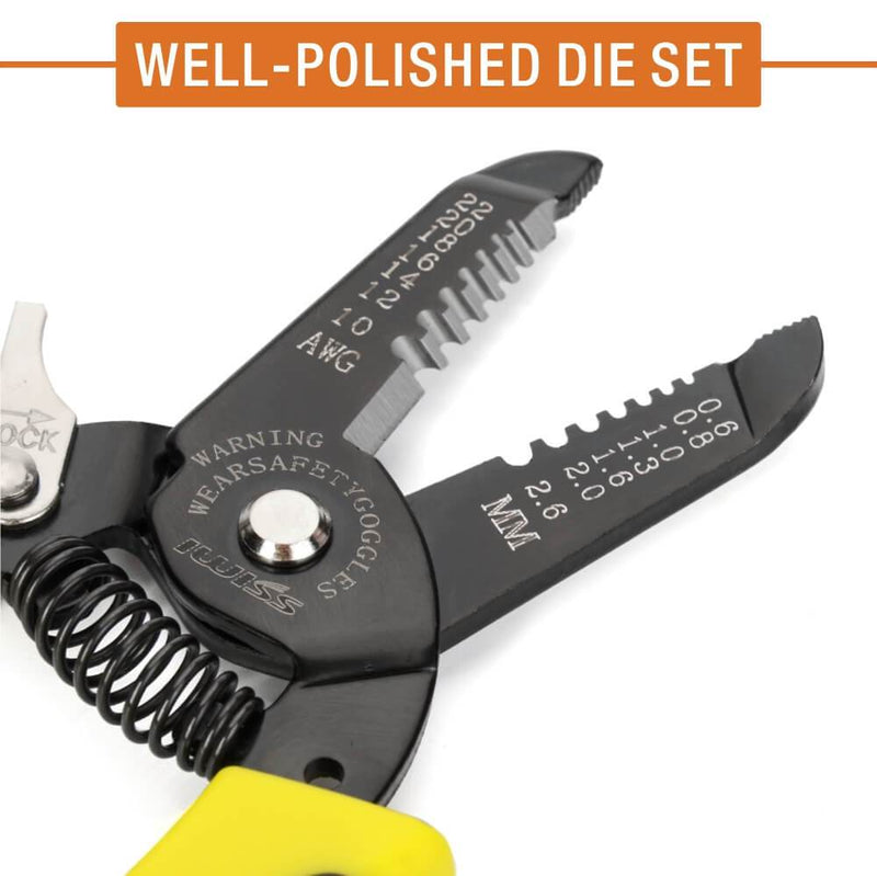 IWS-049 Multi-functional Wire Stripper and Cable Cutter for AWG22-10 Cable Wire, 7.5-inch Wire Stripper & Cable Cutter iCrimp